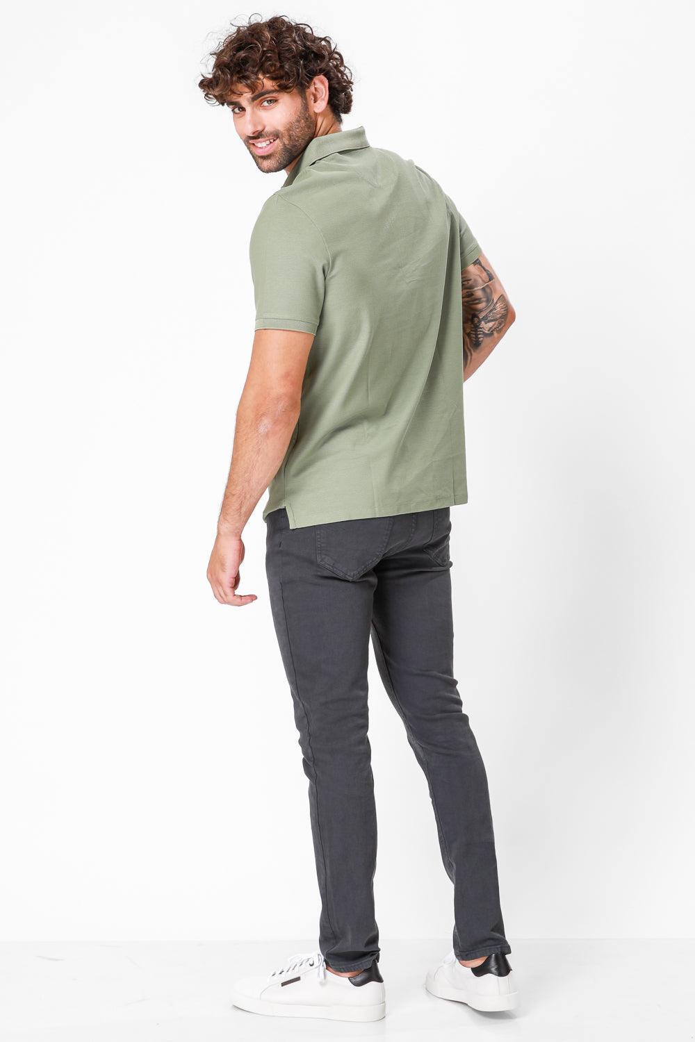 חולצת פולו צבע ירוק זית - MASHBIR//365