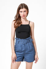 גופיית ספגטי חלקה שחורה - MASHBIR//365