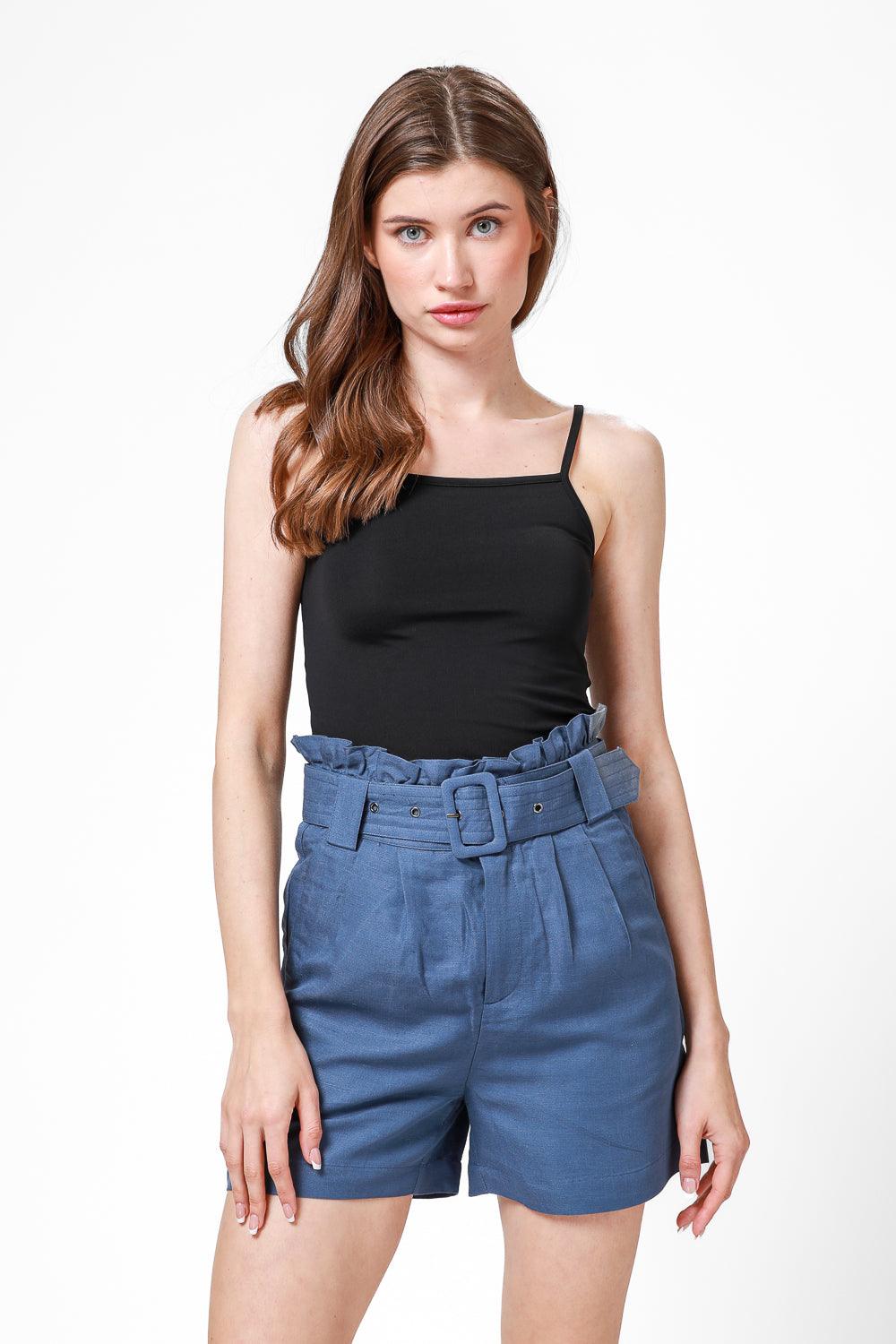 גופיית ספגטי חלקה שחורה - MASHBIR//365