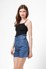 גופיית ספגטי חלקה שחורה - MASHBIR//365