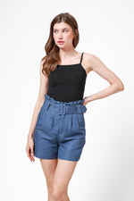 גופיית ספגטי חלקה שחורה - MASHBIR//365