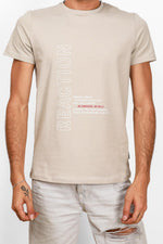 טישירט קצרה PRINTED בצבע בז' - MASHBIR//365