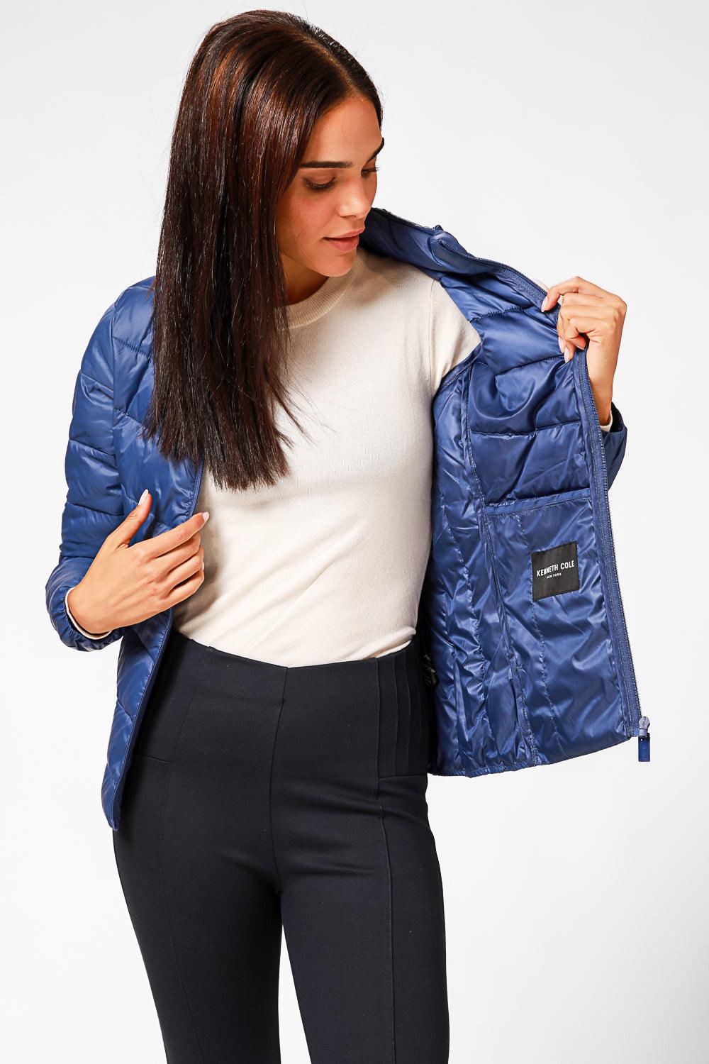 מעיל ניילון לאישה עם קפלים בצבע כחול רויאל - MASHBIR//365