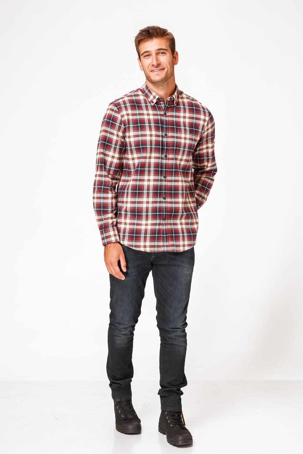 חולצה מכופתרת FLANEL משבצות אדום - MASHBIR//365