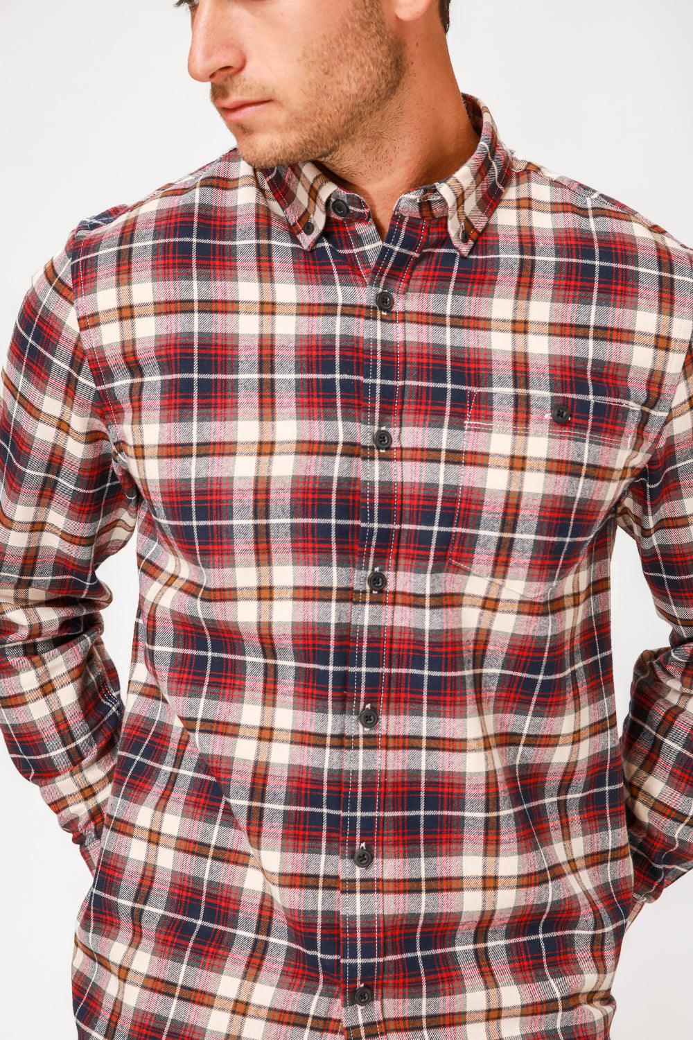 חולצה מכופתרת FLANEL משבצות אדום - MASHBIR//365