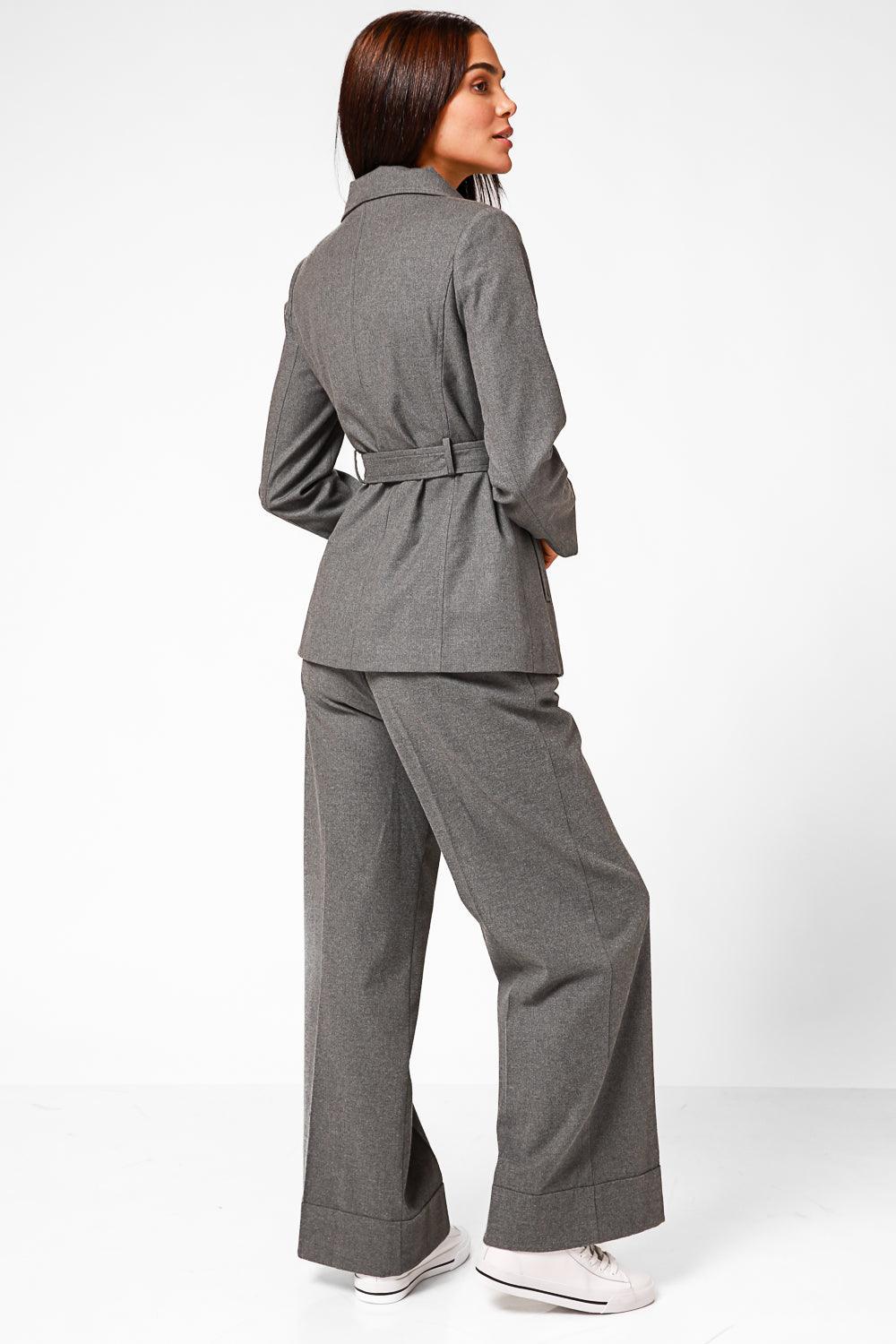 ג'קט מחוייט סגירת אלכסון בצבע אפור - MASHBIR//365