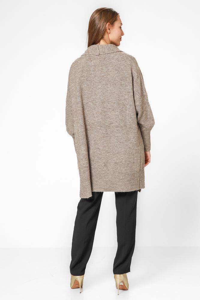 קרדיגן ארוך בצבע חום - MASHBIR//365