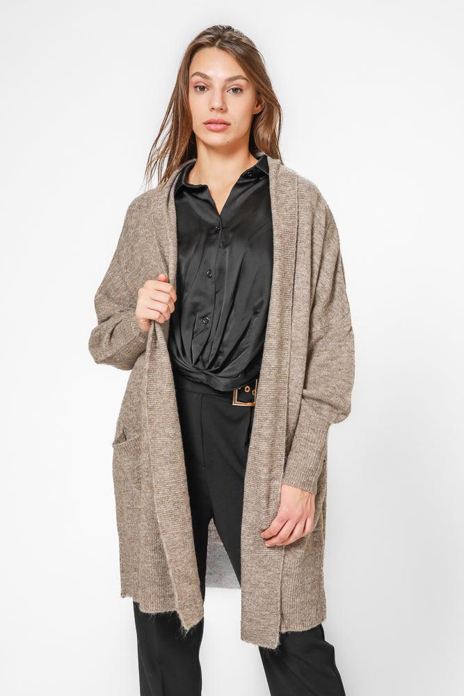 קרדיגן ארוך בצבע חום - MASHBIR//365