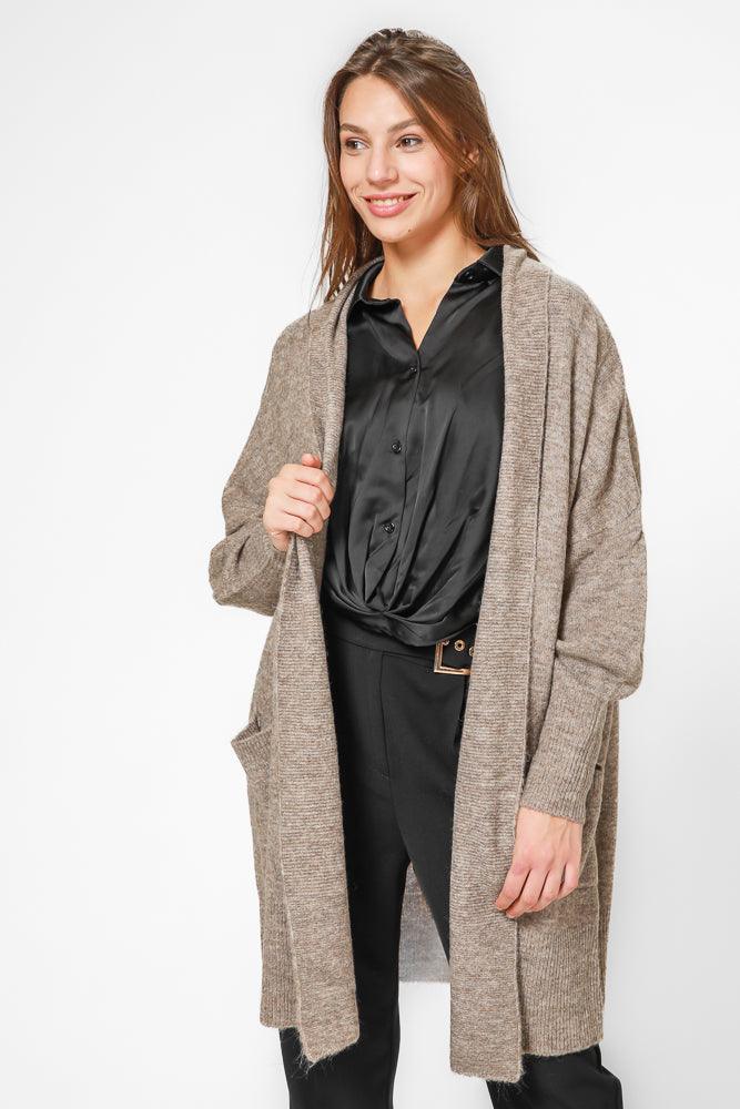 קרדיגן ארוך בצבע חום - MASHBIR//365