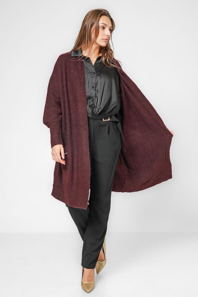 קרדיגן ארוך בצבע בורדו - MASHBIR//365