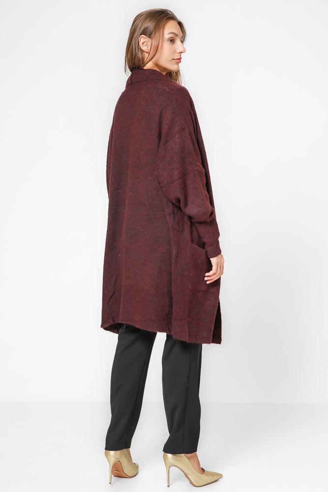 קרדיגן ארוך בצבע בורדו - MASHBIR//365