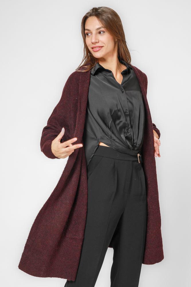 קרדיגן ארוך בצבע בורדו - MASHBIR//365
