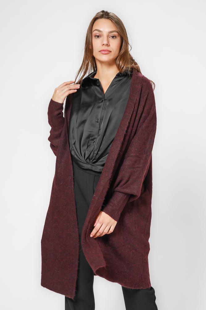 קרדיגן ארוך בצבע בורדו - MASHBIR//365