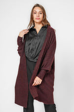 קרדיגן ארוך בצבע בורדו - MASHBIR//365