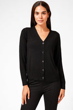 קרדיגן בייסיק מחשוף וי בצבע שחור - MASHBIR//365