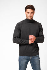 סריג כותנה בייסיק עם צווארון גולף קצר בצבע פחם - MASHBIR//365