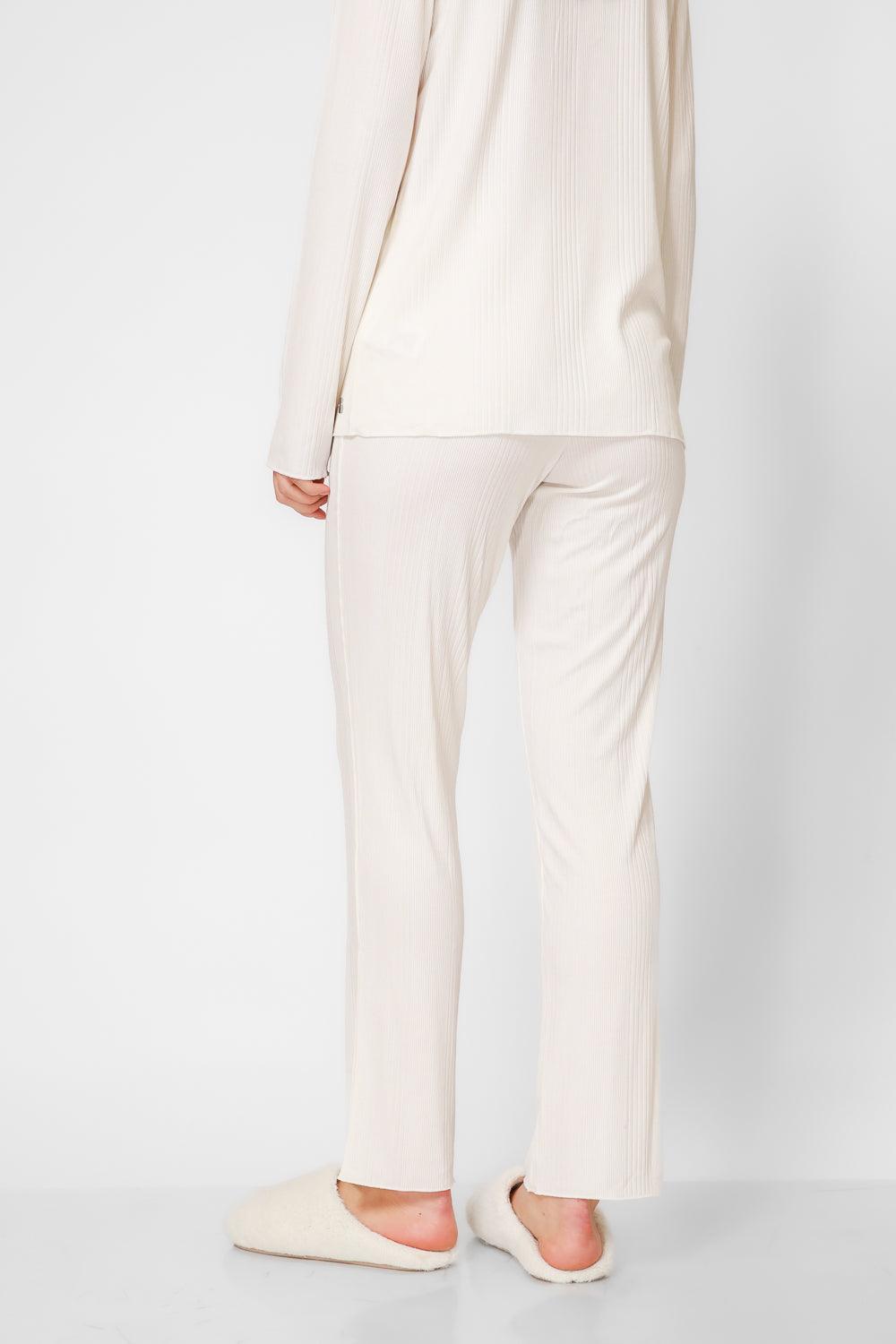 סט פיג'מה מודל ריב בצבע קרם - MASHBIR//365