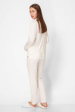 סט פיג'מה מודל ריב בצבע קרם - MASHBIR//365