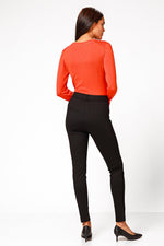 סריג מחשוף וי עם שרוולים ארוכים בצבע כתום - MASHBIR//365