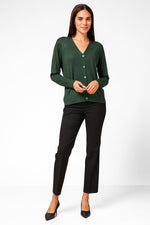 קרדיגן בייסיק מחשוף וי בצבע ירוק - MASHBIR//365