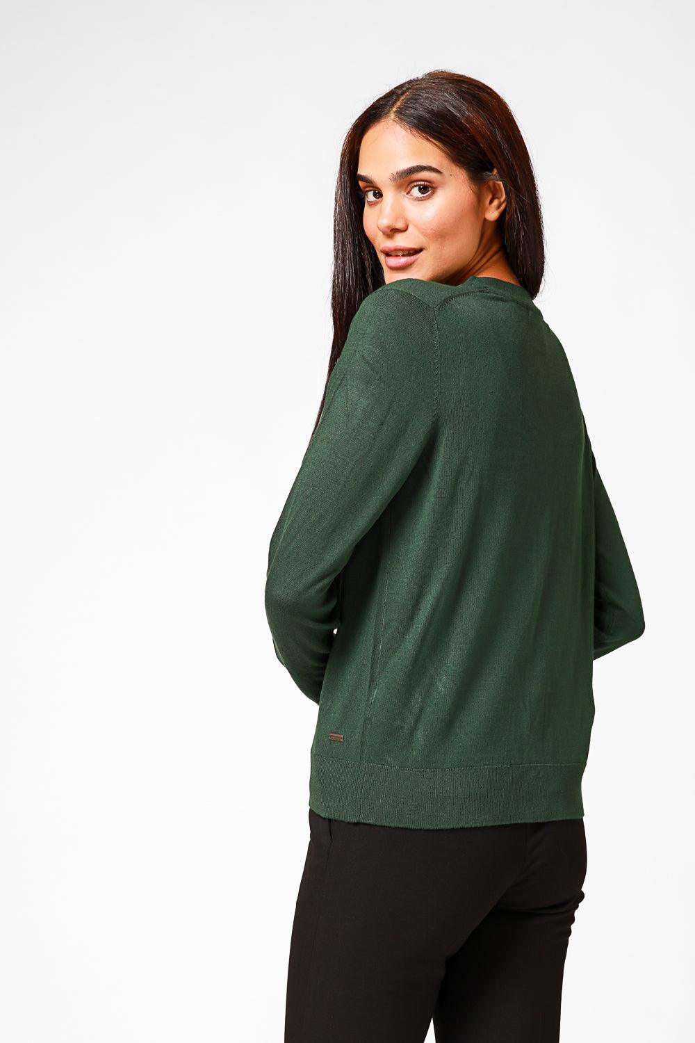 קרדיגן בייסיק מחשוף וי בצבע ירוק - MASHBIR//365