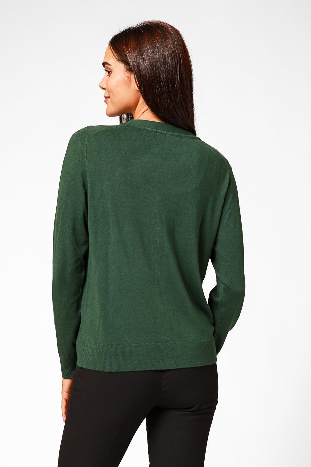 קרדיגן בייסיק מחשוף וי בצבע ירוק - MASHBIR//365