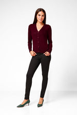 קרדיגן בייסיק מחשוף וי בצבע יין - MASHBIR//365