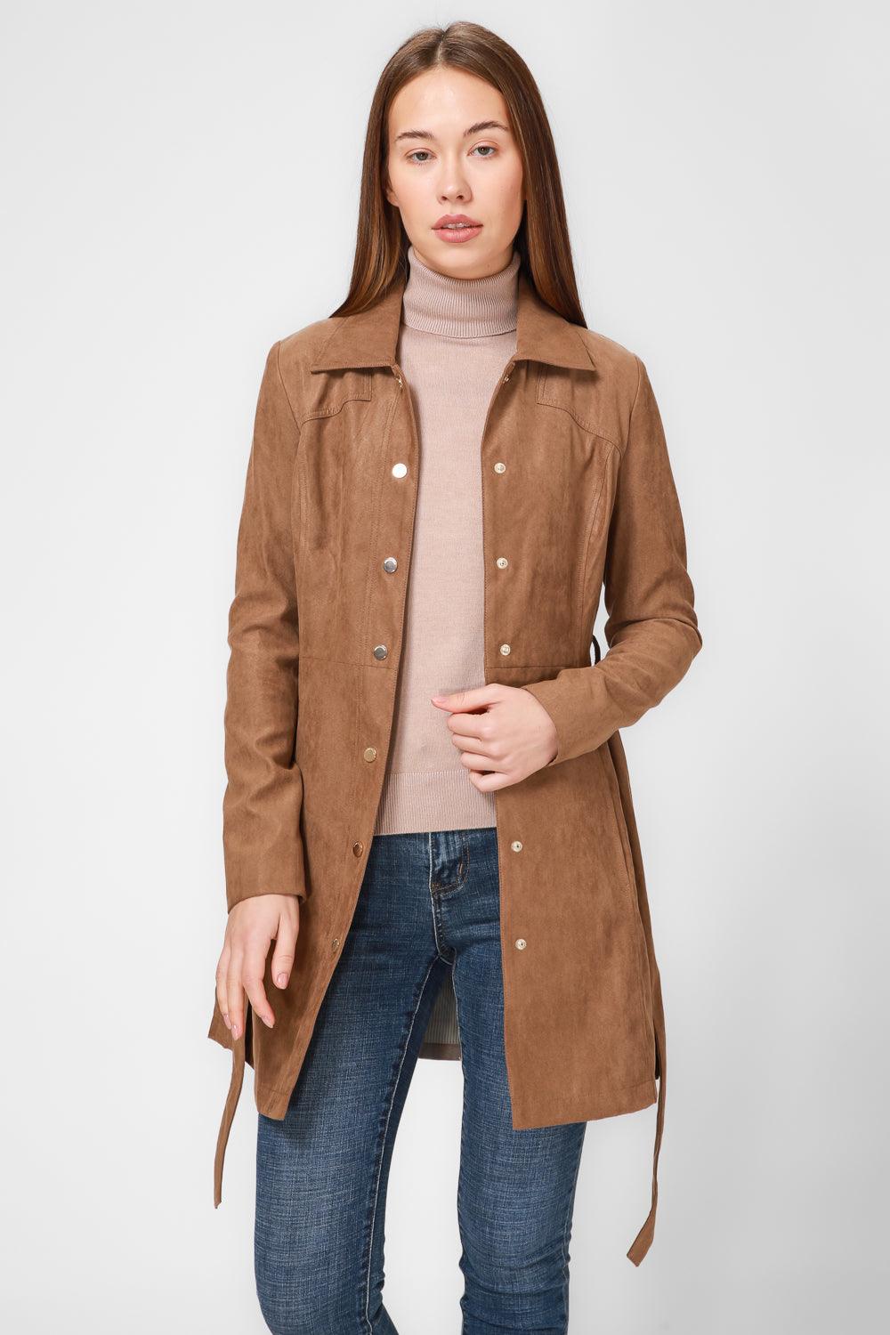 ג'קט זמש ארוך בצבע קאמל - MASHBIR//365