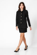 ג'קט ארוך עם אבזמים מוזהבים בצבע שחור - MASHBIR//365