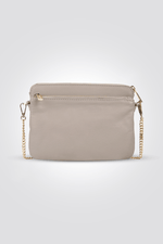 תיק עור קרוס עם רוכסן קדמי בצבע בז' - MASHBIR//365