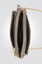 תיק עור קרוס עם רוכסן קדמי בצבע בז' - MASHBIR//365