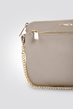 תיק עור קרוס עם רוכסן קדמי בצבע בז' - MASHBIR//365