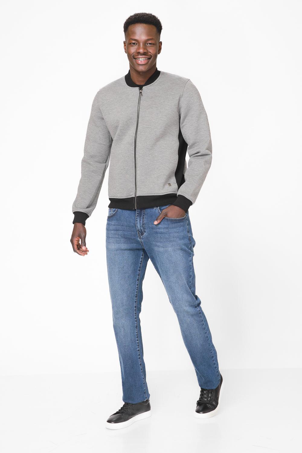 ג'קט סקובה וצווארון בומבר בצבע אפור - MASHBIR//365