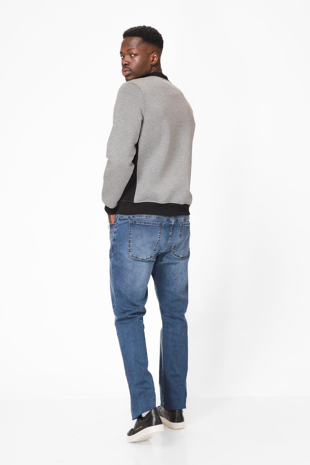 ג'קט סקובה וצווארון בומבר בצבע אפור - MASHBIR//365