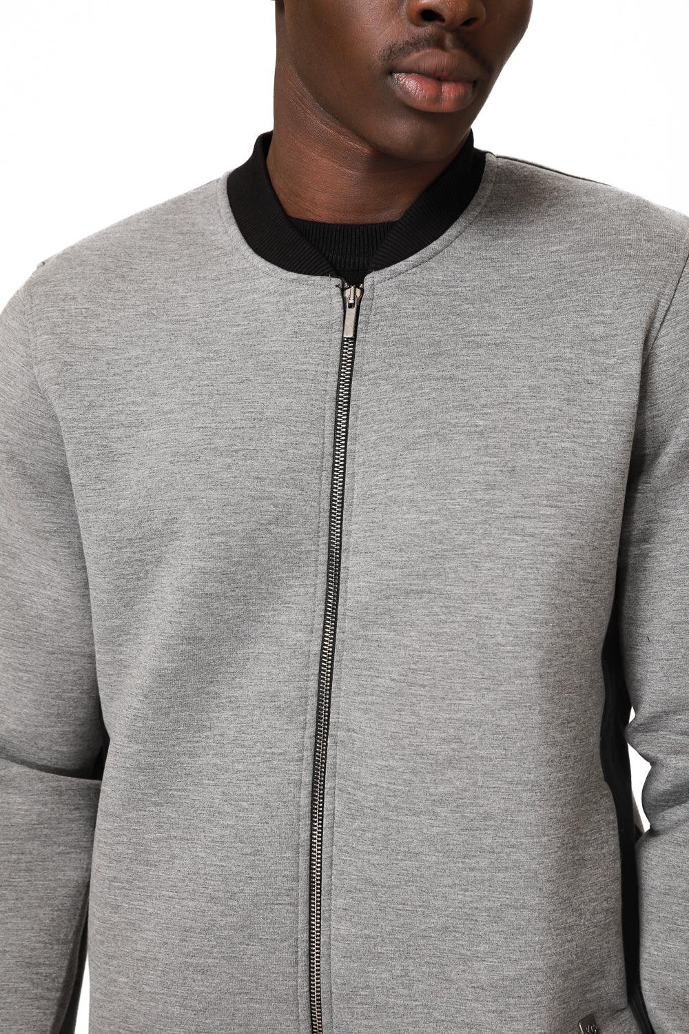 ג'קט סקובה וצווארון בומבר בצבע אפור - MASHBIR//365