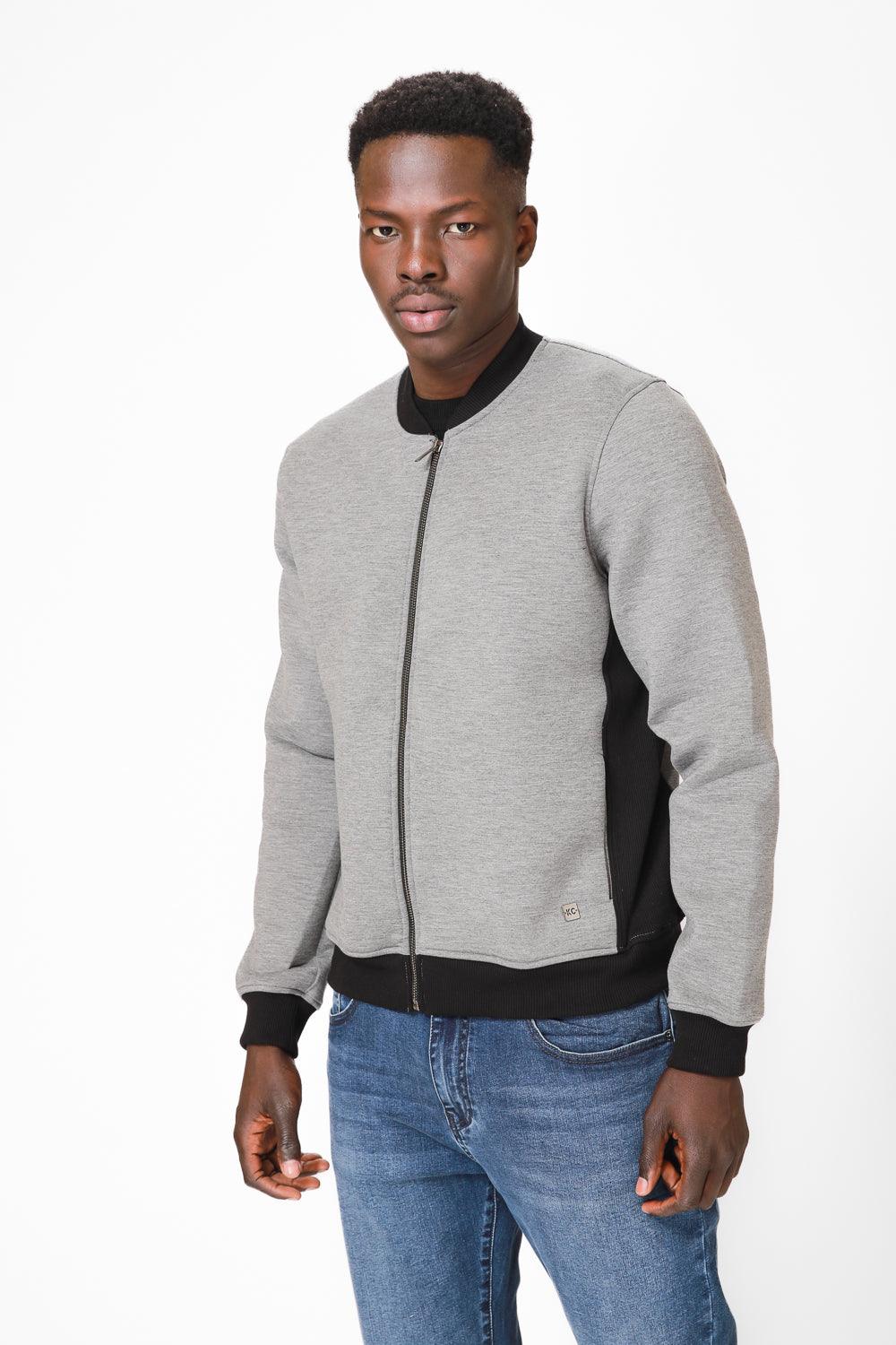 ג'קט סקובה וצווארון בומבר בצבע אפור - MASHBIR//365