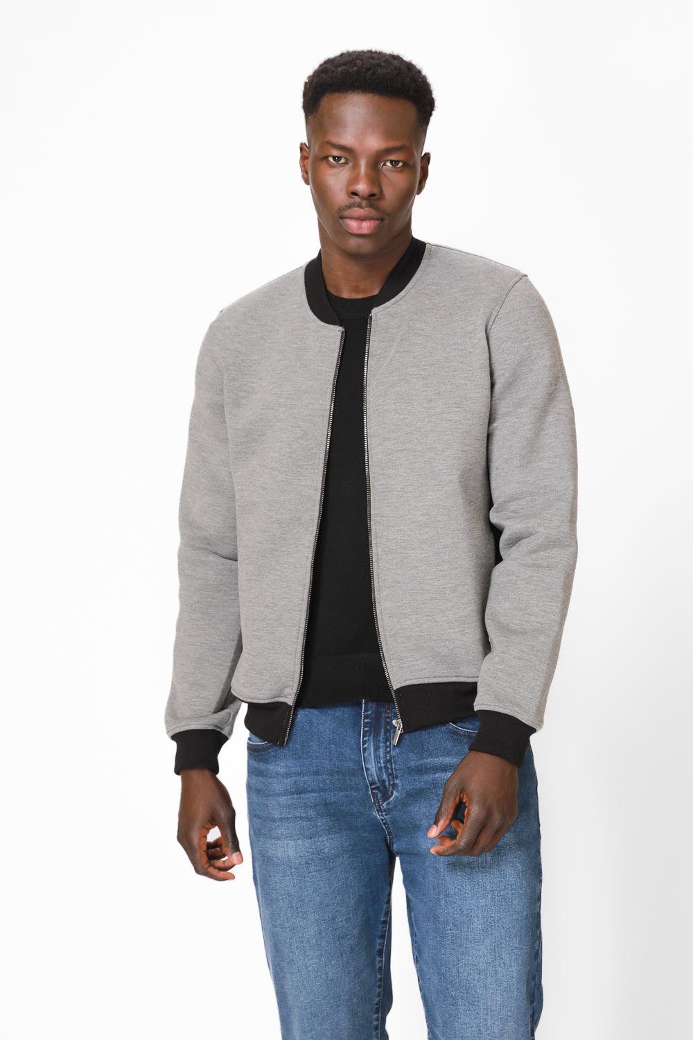 ג'קט סקובה וצווארון בומבר בצבע אפור - MASHBIR//365