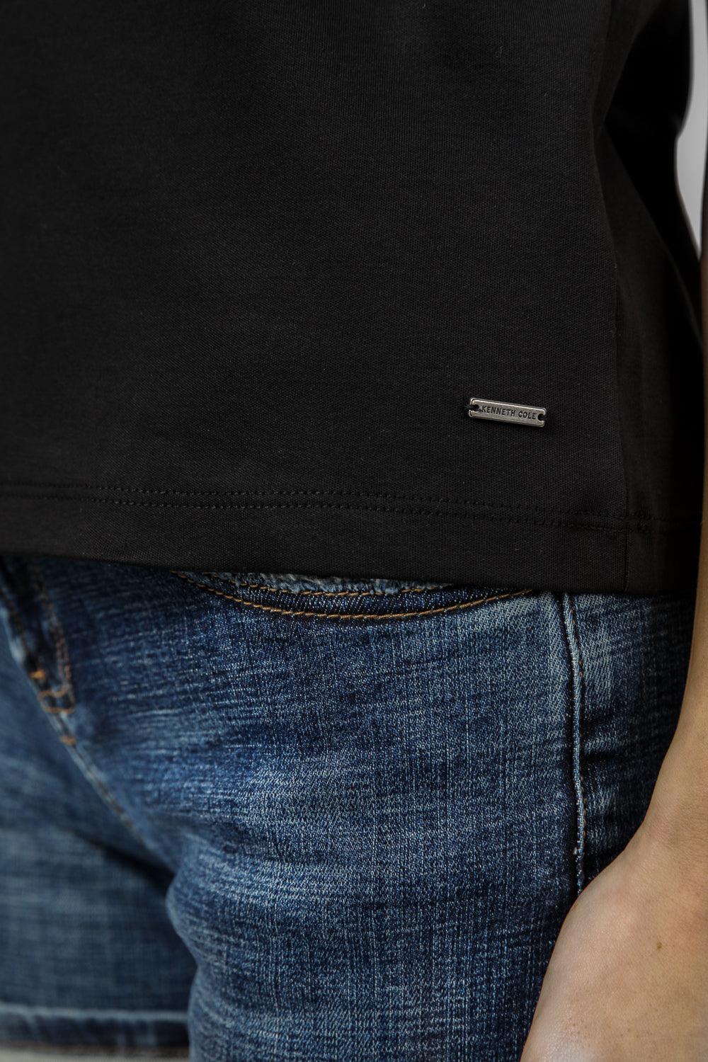 טישירט קצרה ללא שרוולים בצבע שחור - MASHBIR//365