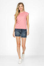 טישירט קצרה ללא שרוולים בצבע ורוד - MASHBIR//365