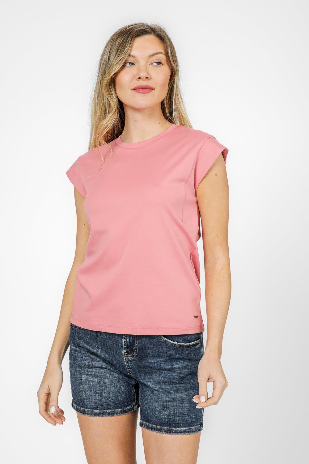 טישירט קצרה ללא שרוולים בצבע ורוד - MASHBIR//365