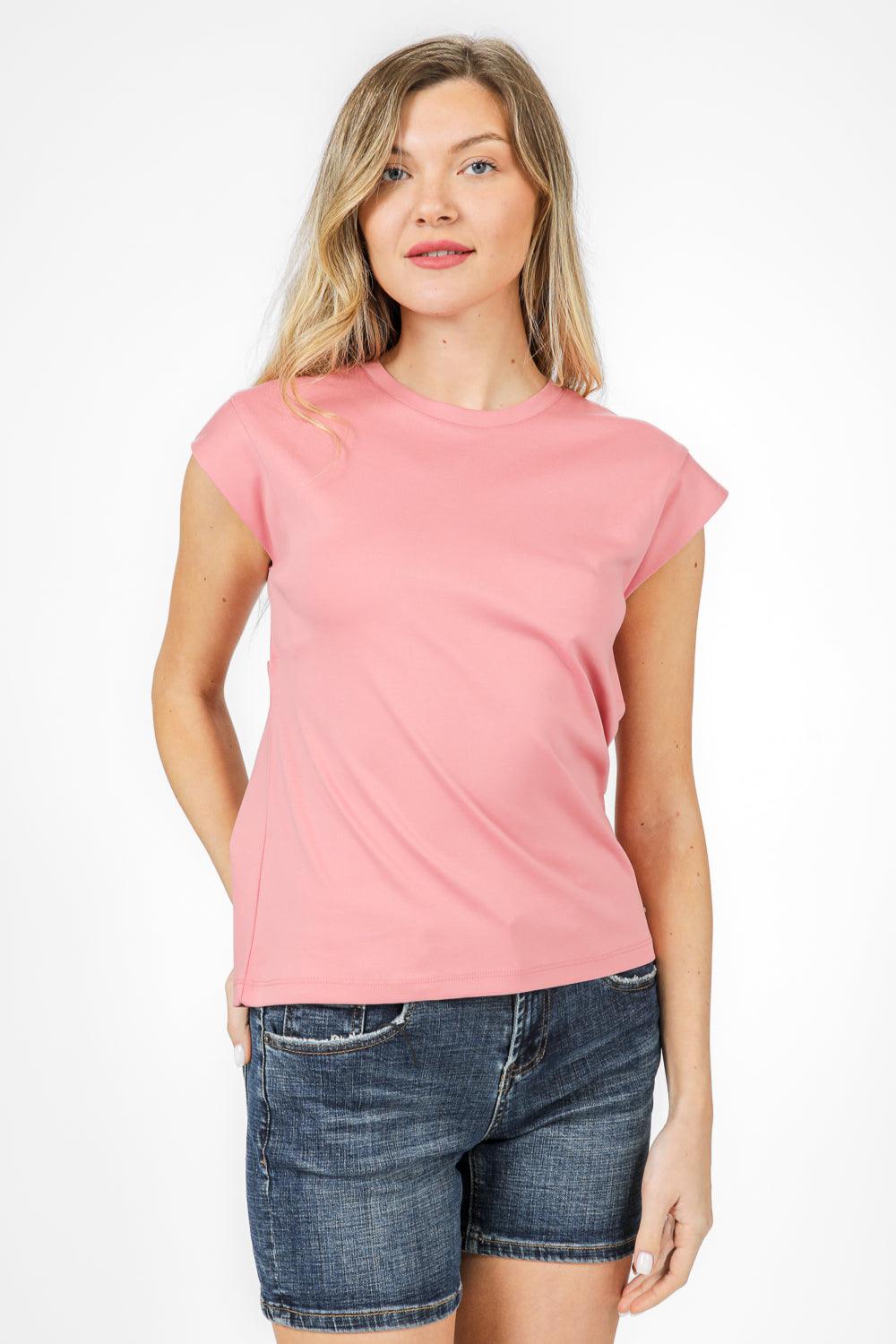 טישירט קצרה ללא שרוולים בצבע ורוד - MASHBIR//365