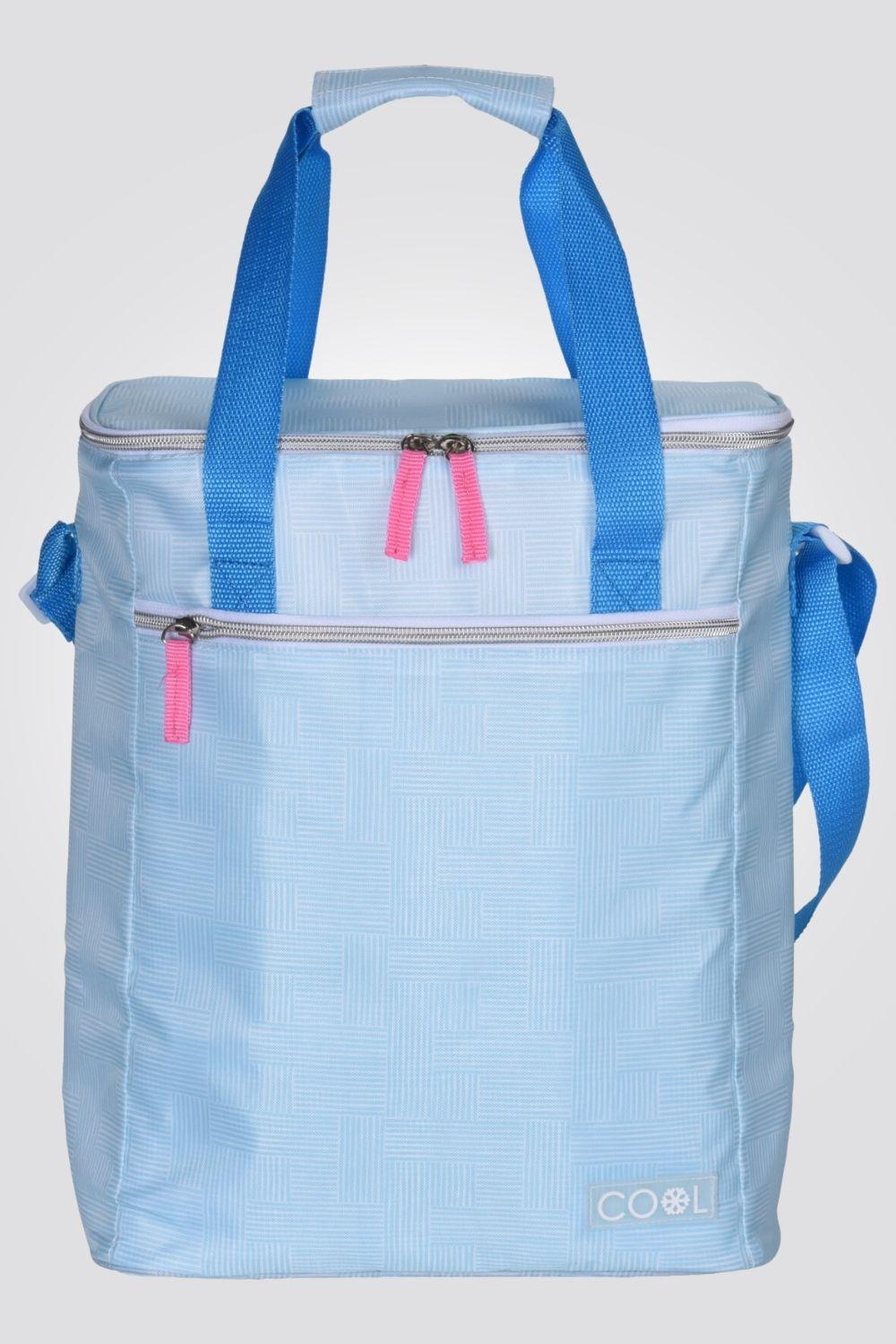 צידנית רכה 16 ליטר בצבע כחול עם רוכסן ורוד - MASHBIR//365