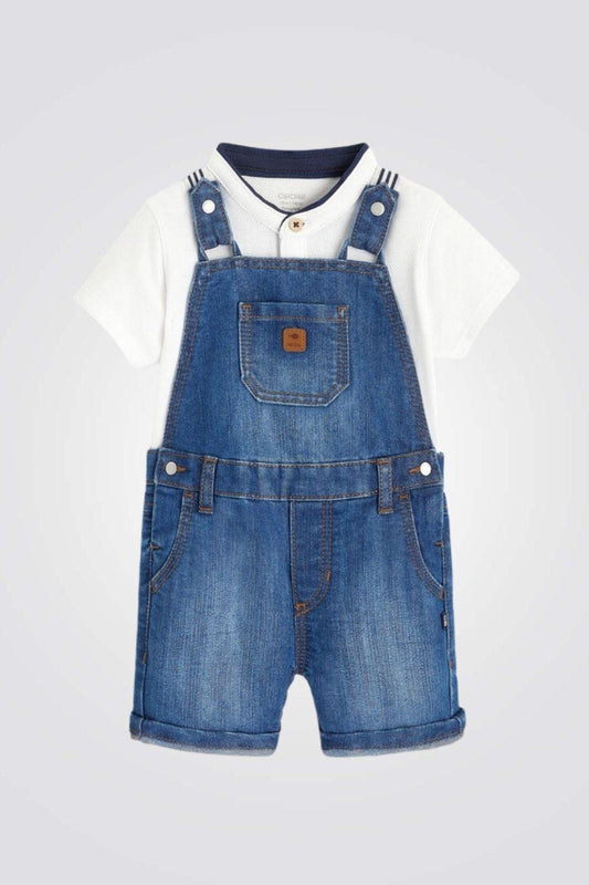 סט אוברול גינס וחולצה בצבע לבן לתינוקות - MASHBIR//365