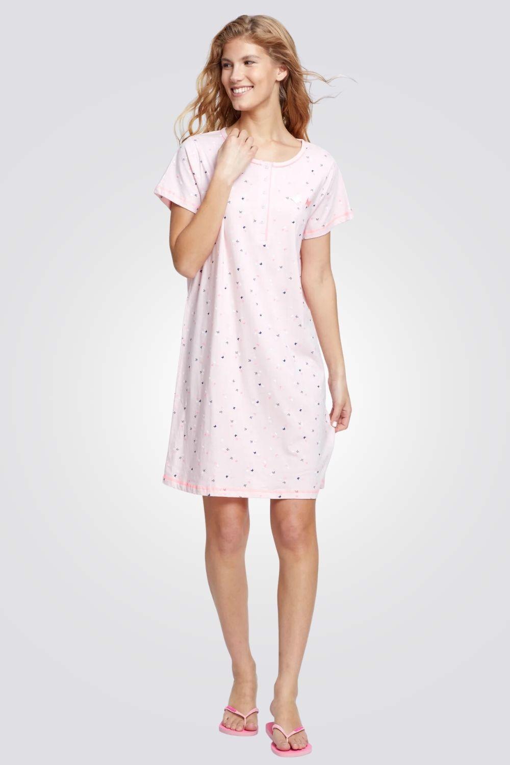 כותונת בצבע ורוד עם הדפס פרפרים - MASHBIR//365