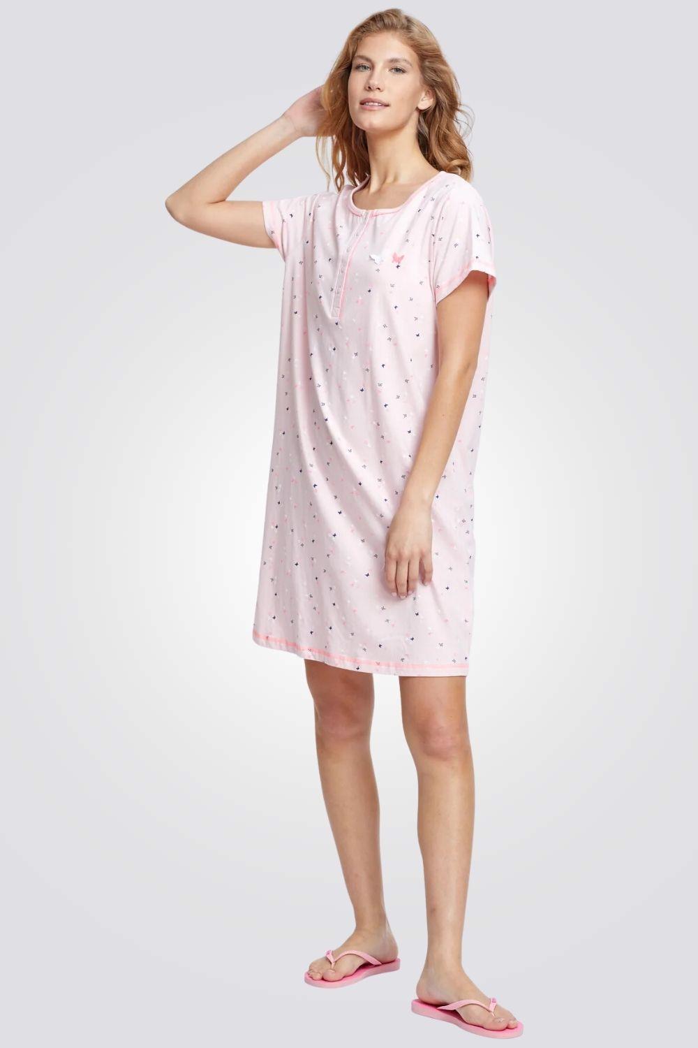 כותונת בצבע ורוד עם הדפס פרפרים - MASHBIR//365