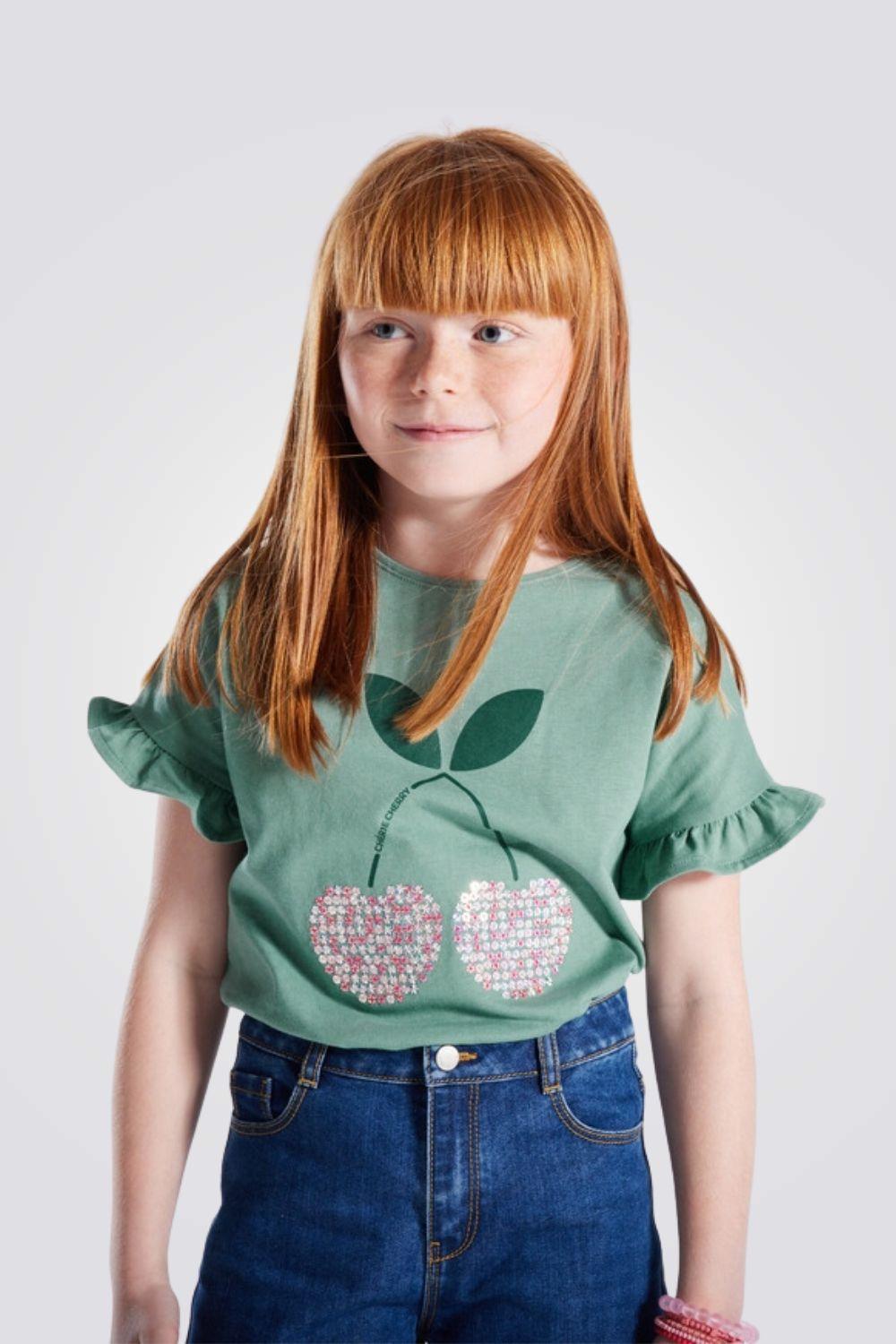 טישירט קצרה לילדות בצבע ירוק - MASHBIR//365
