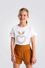 טישירט קצרה לילדות בצבע לבן - MASHBIR//365
