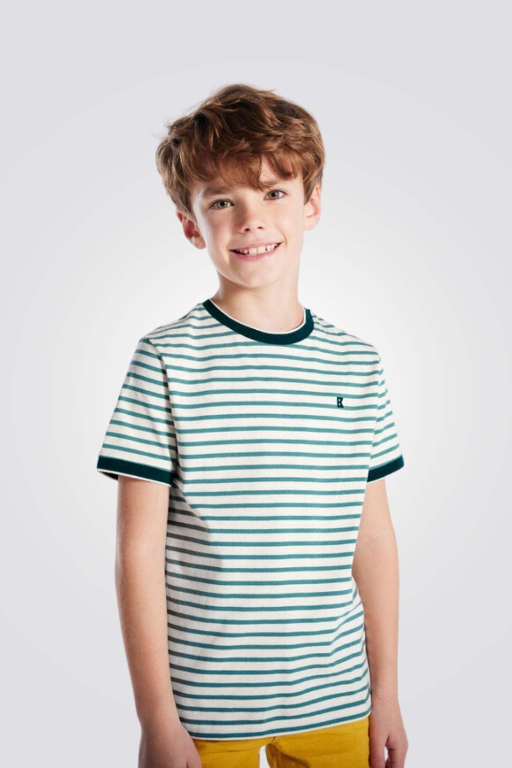 טישירט פסים ירוקים קצרה לילדים - MASHBIR//365