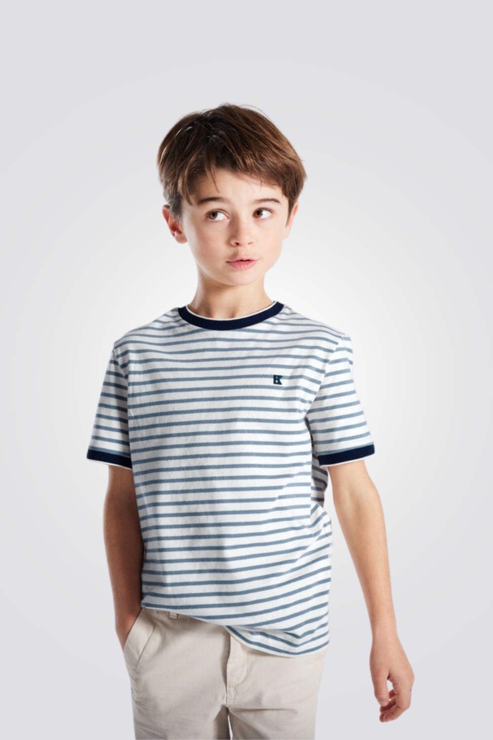 טישירט פסים כחולים קצרה לילדים - MASHBIR//365