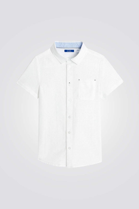 חולצה מכופתרת קצרה לילדים בצבע לבן - MASHBIR//365